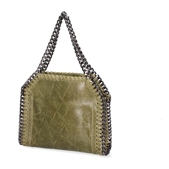 Borsa a mano da donna Made in Italy - Modello Zefira Chic - Pelle scamosciata stampata - 23.0 x 20.0 x 7.0 cm