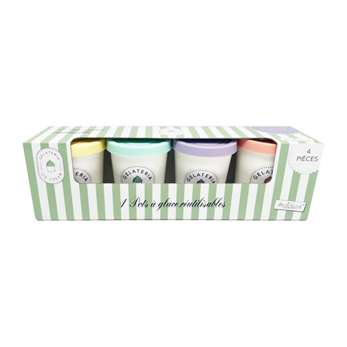 Set de 4 pots à glace réutilisables 220 ml, GELATERIA