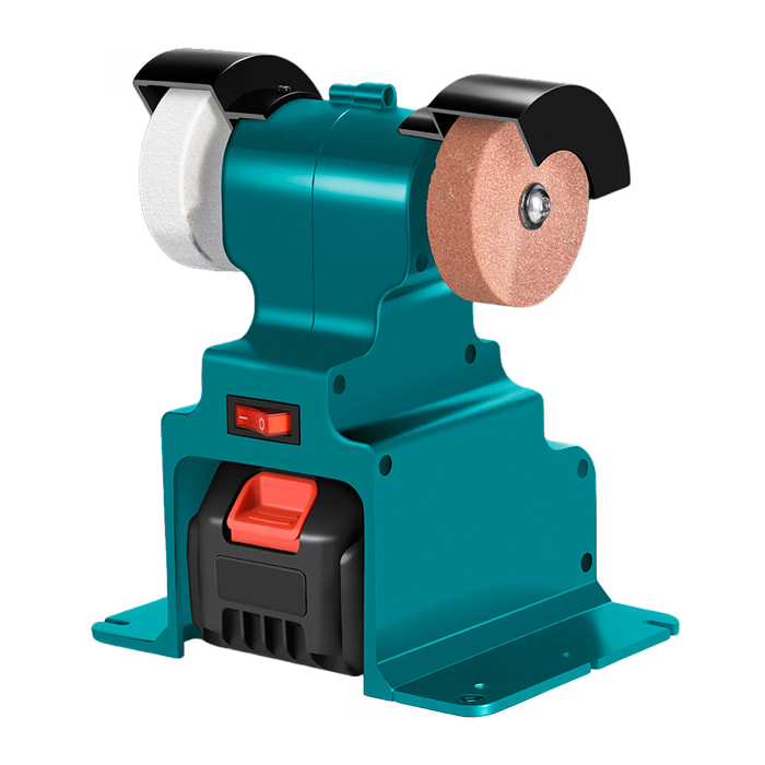 Amoladora industrial de banco de 21V. Incluye dos baterías de 7500mAh.