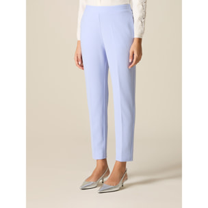 Oltre - Pantaloni regular in tessuto crêpe - Azzurro