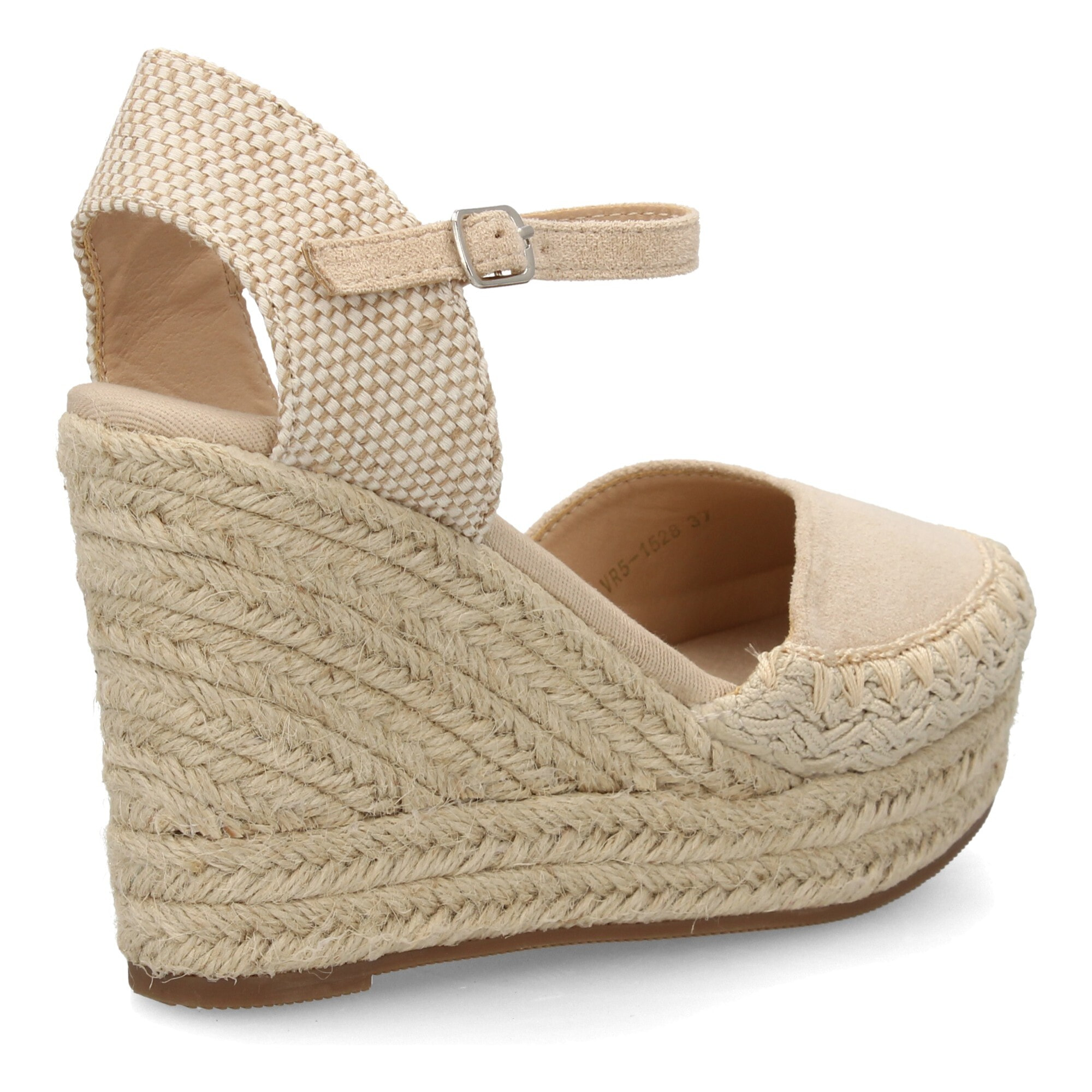 Alpargata de cuña alta de esparto con cierre de hebilla