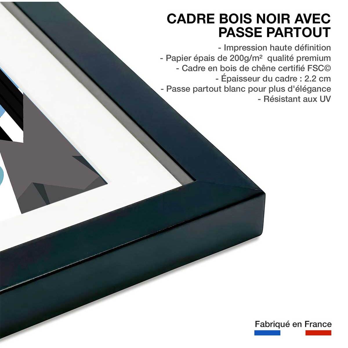 Poster de belle plagne Affiche + cadre en bois - Noir