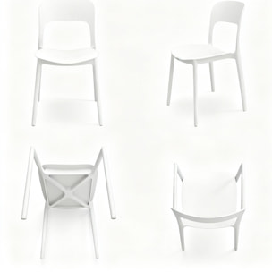 Set 4 Sedie Da Giardino In Polipropilene Impilabili Leggere E Resistenti Ideali Per Esterni Terrazze Giardini Bar Dehors Ristoranti Bianco