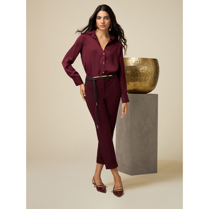 Oltre - Pantaloni in tessuto scuba crêpe - Bordeaux