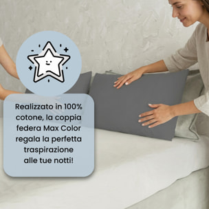COPPIA FEDERE MAX COLOR, 100% Cotone, Made in Italy - FUMO