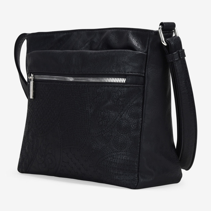Bolso bandolera negro con bordado