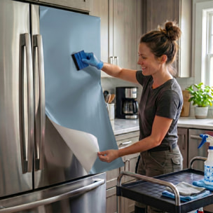 Rouleau adhésif décoratif Vinyle au Mètre - Bleu poudre - Sticker Lavable Imperméable Mur Cuisine Meubles