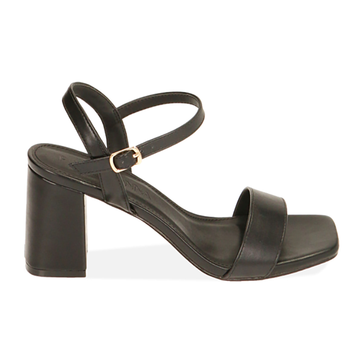 Sandalias minimal negras, tacón de 7,5 cm