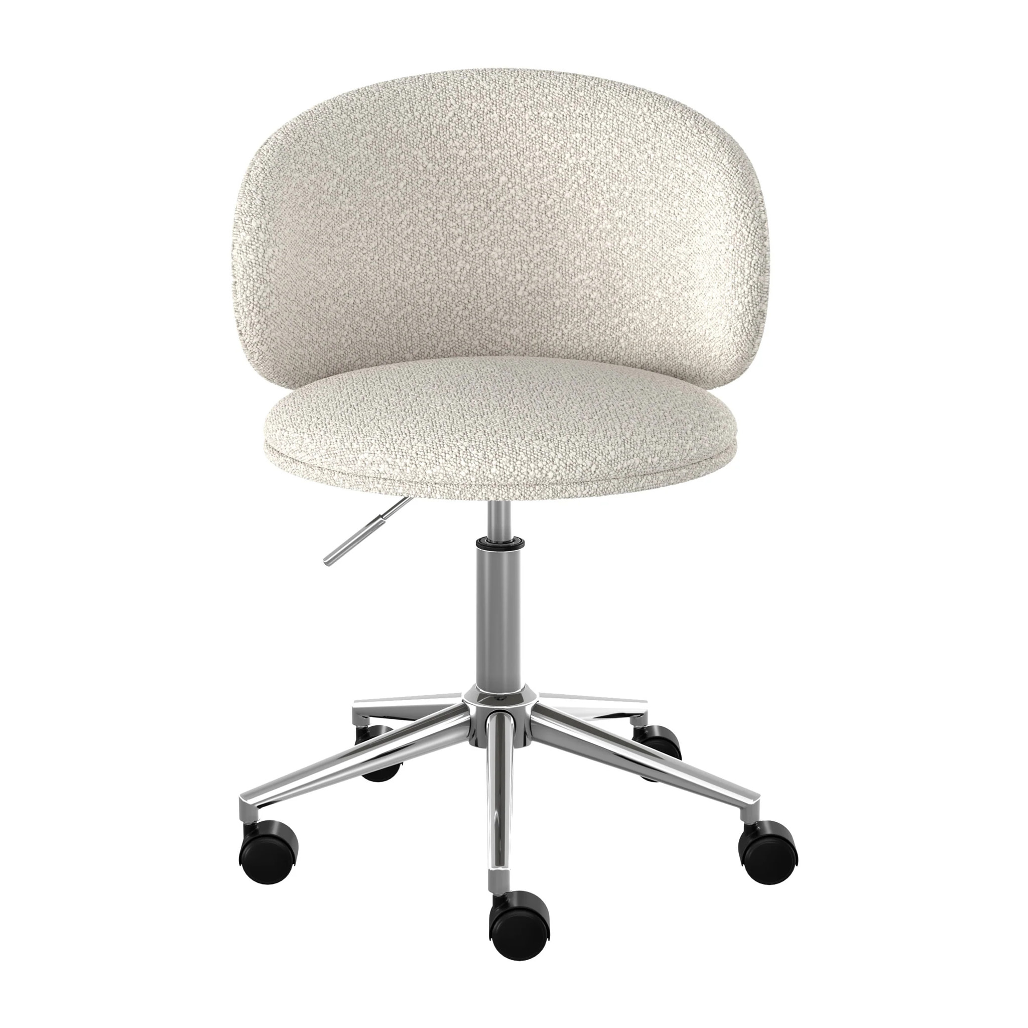 Chaise de bureau pivotante et réglable en tissu bouclé blanc - Aurore