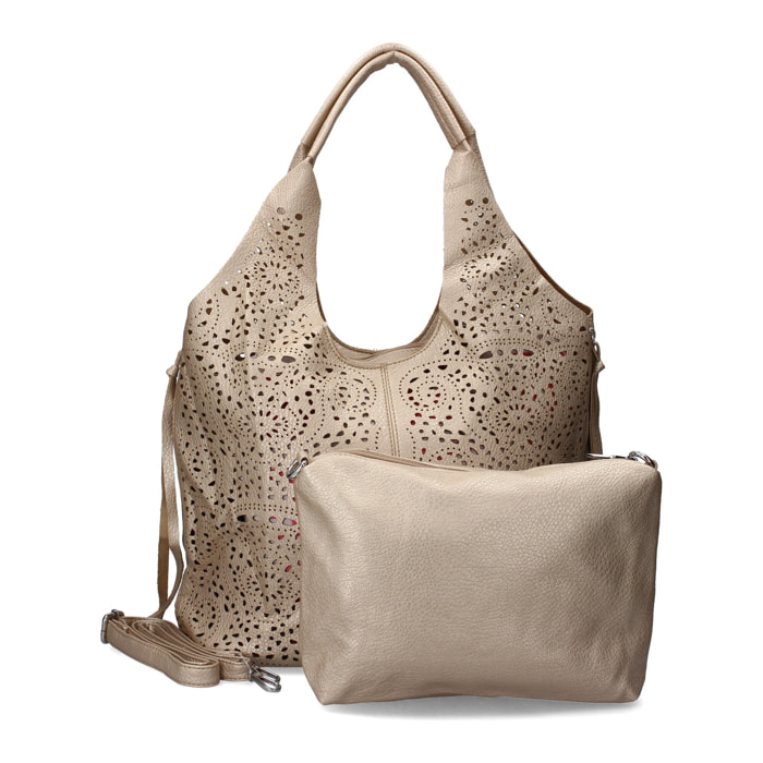 Bolso de hombro de Mujer con dos piezas, diseño moderno con detalles en los laterales