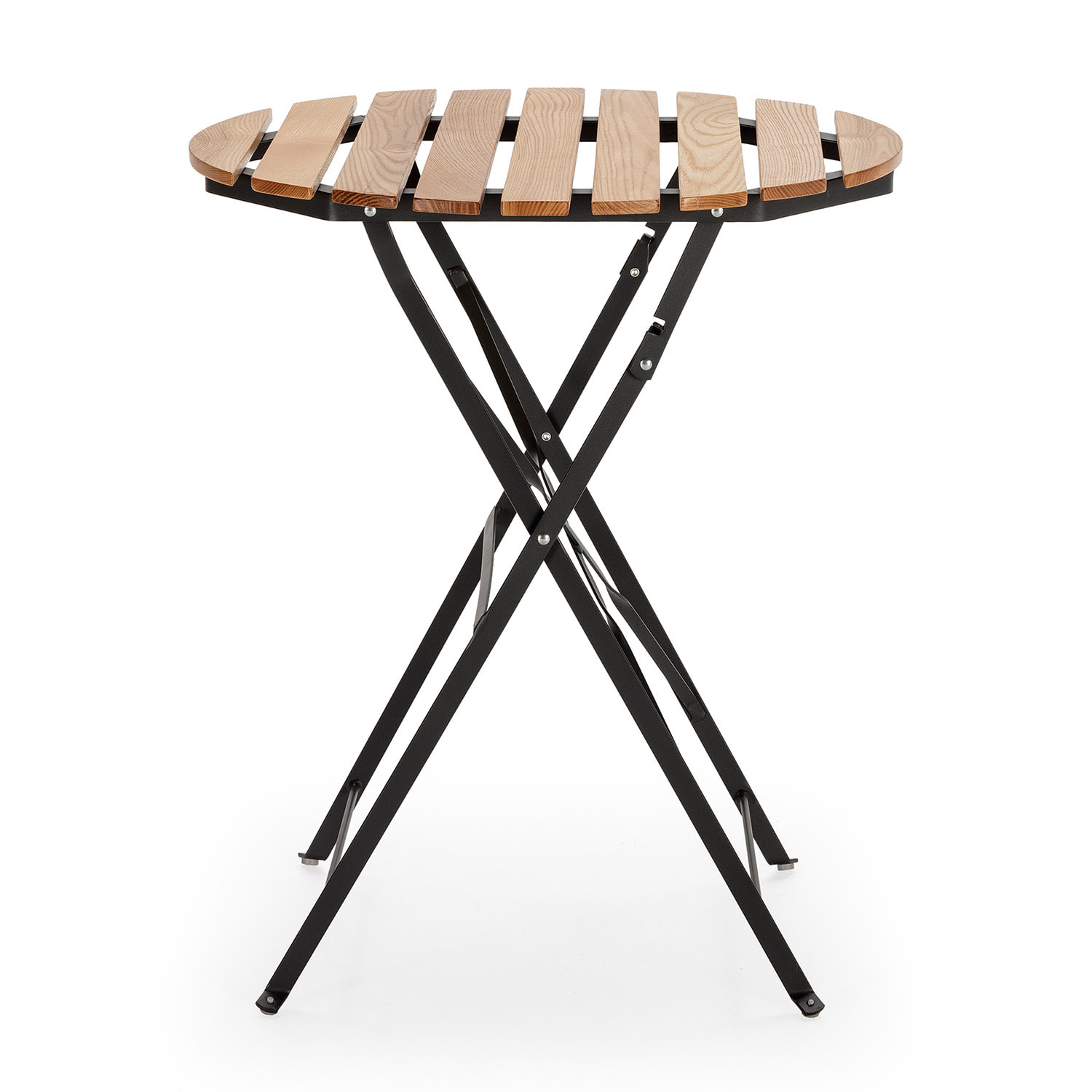 Mesa de Jardín Plegable Ambar de Madera y Metal Negro