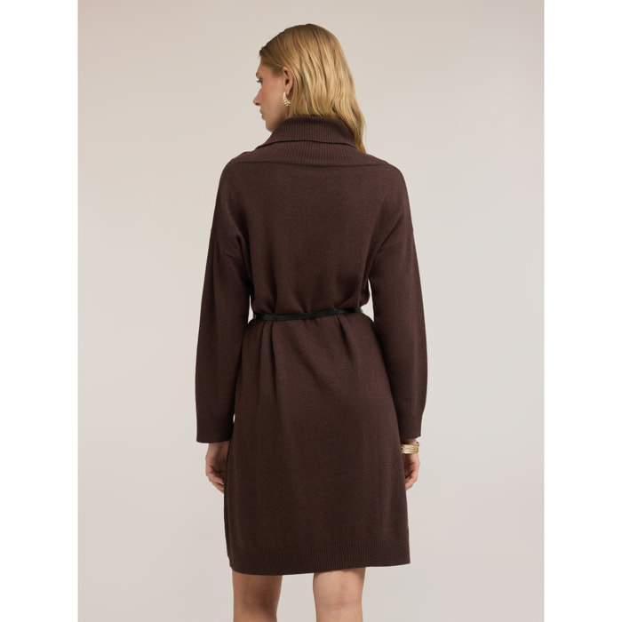 Motivi - Vestito over in maglia a righe - Marrone