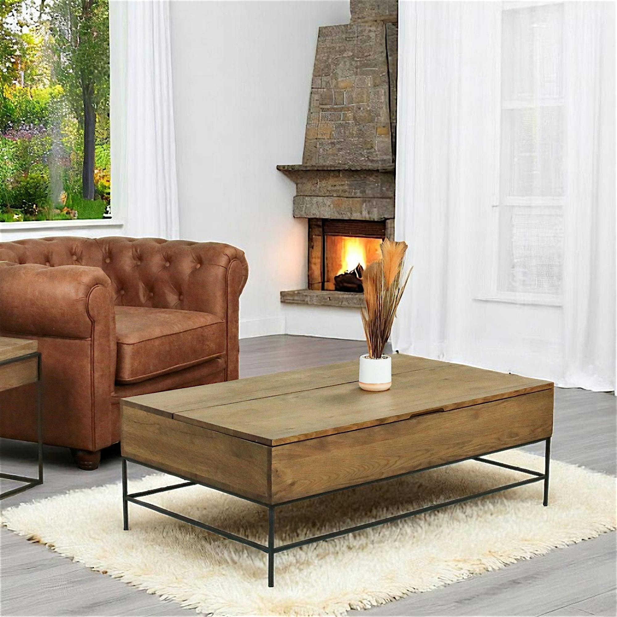 Table basse relevable chêne massif HUDSON