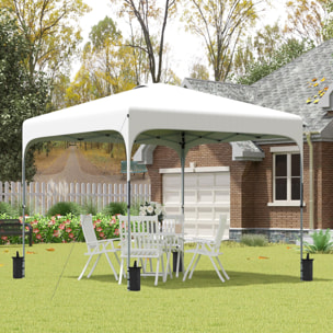 Cenador Plegable Jardín 2,5x2,5x2,68 m Protección UV 50+ Altura Ajustable Blanco