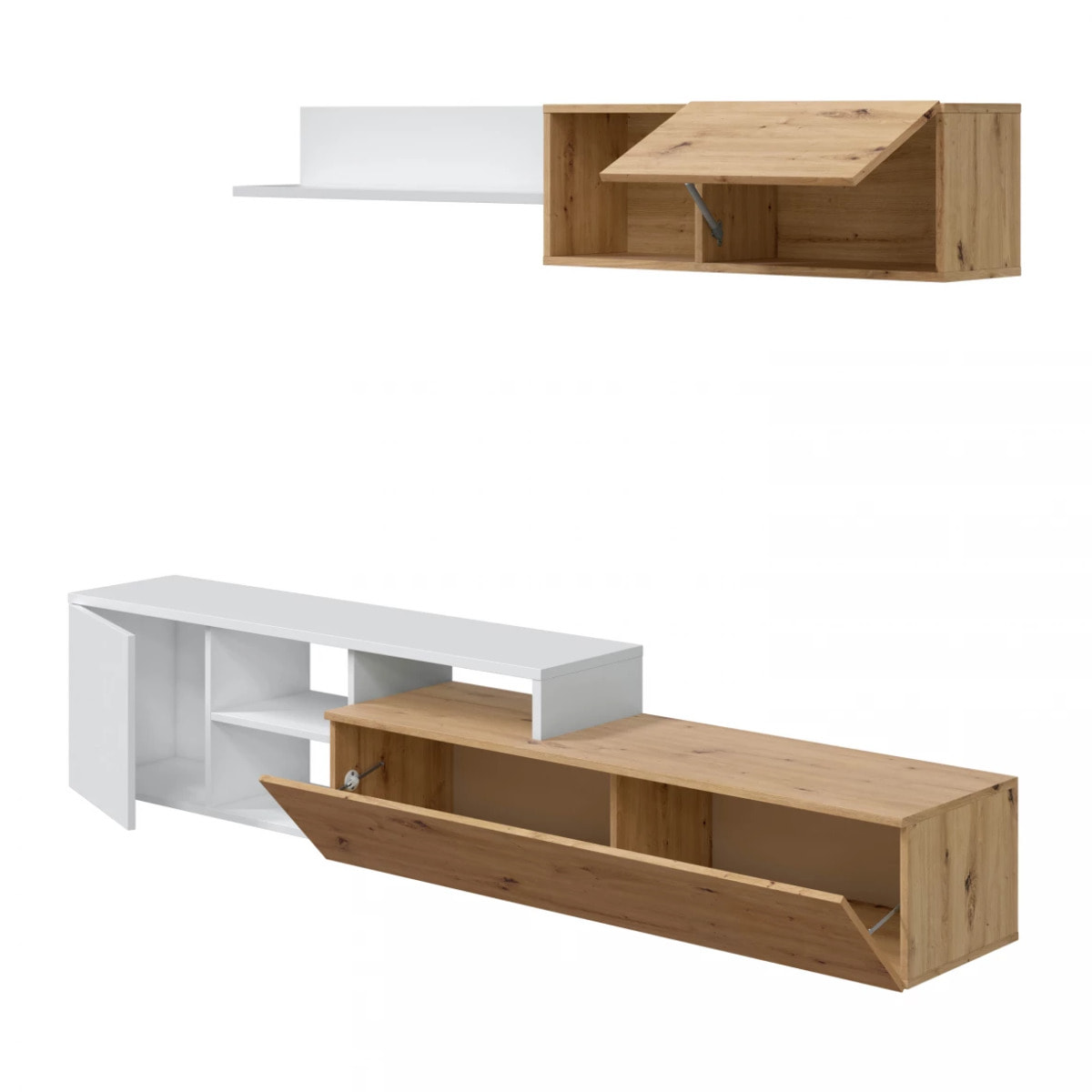 Salón Julia Blanco Artik (Blanco Mate) - Roble Nodi