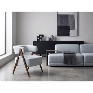 Fauteuil avec structure imitation bois "Astra" - Gris clair