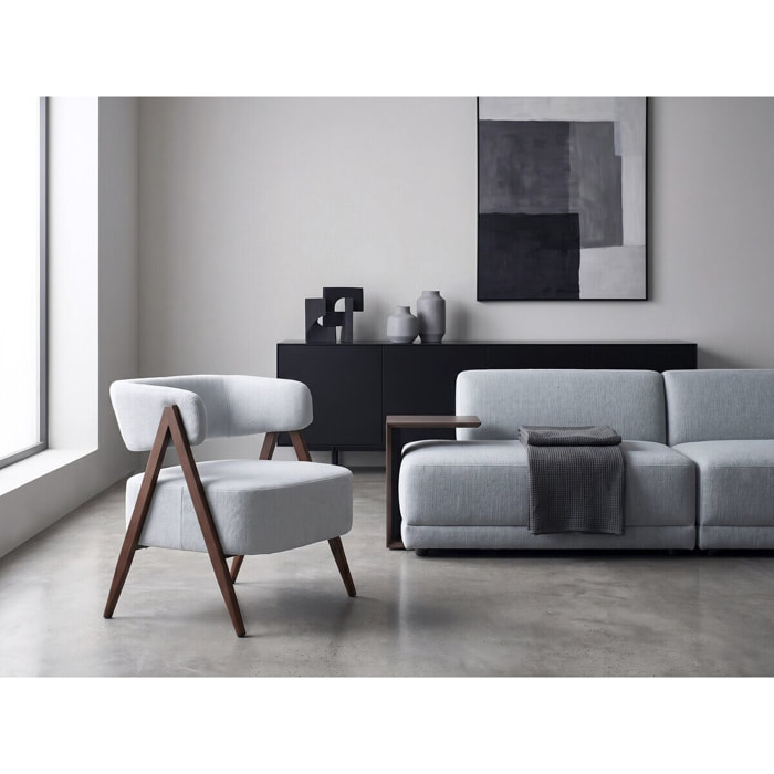 Fauteuil avec structure imitation bois "Astra" - Gris clair