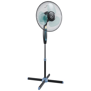 Ventilatore A Piantana Potente Da 50W In Metallo E ABS Per Pavimento 3 Pale Da 40 Cm Silenzioso 3 Velocità Oscillante Altezza Inclinazione Regolabili