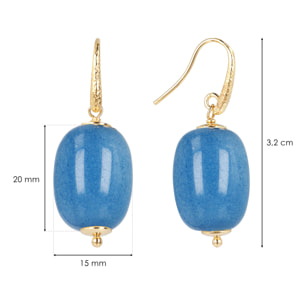 Orecchini Pendenti in Argento 925 Placcati Oro Giallo 18kt con Pietra Naturale Quarzite Blu