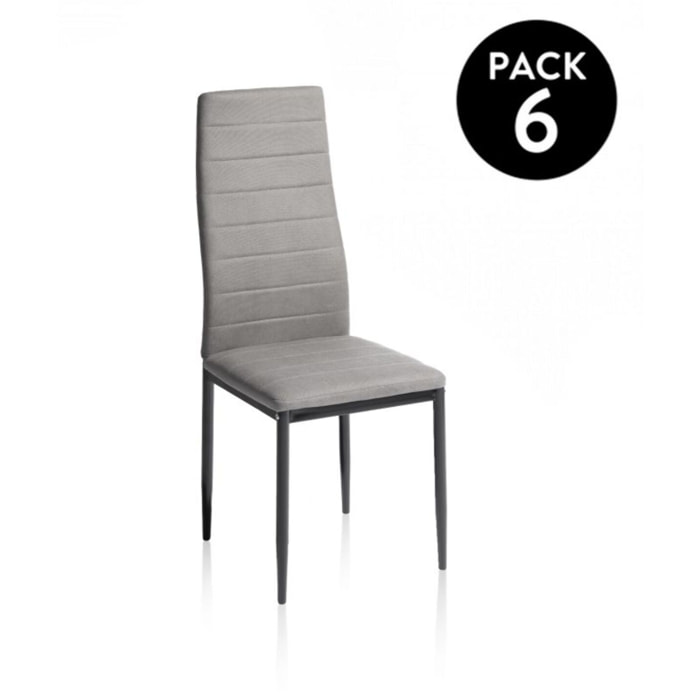 Pack 6 sillas de comedor Yuri Gris Oscuro - Negro