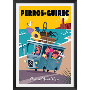 Affiche Perros Guirec Affiche + cadre en bois - Noir