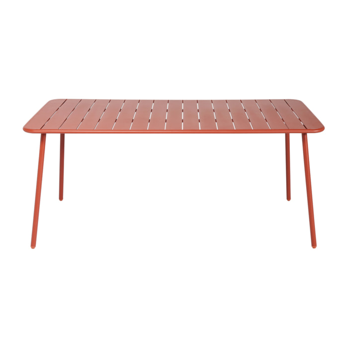 EVORA Table salon de jardin repas 6 places 160x70cm terracotta