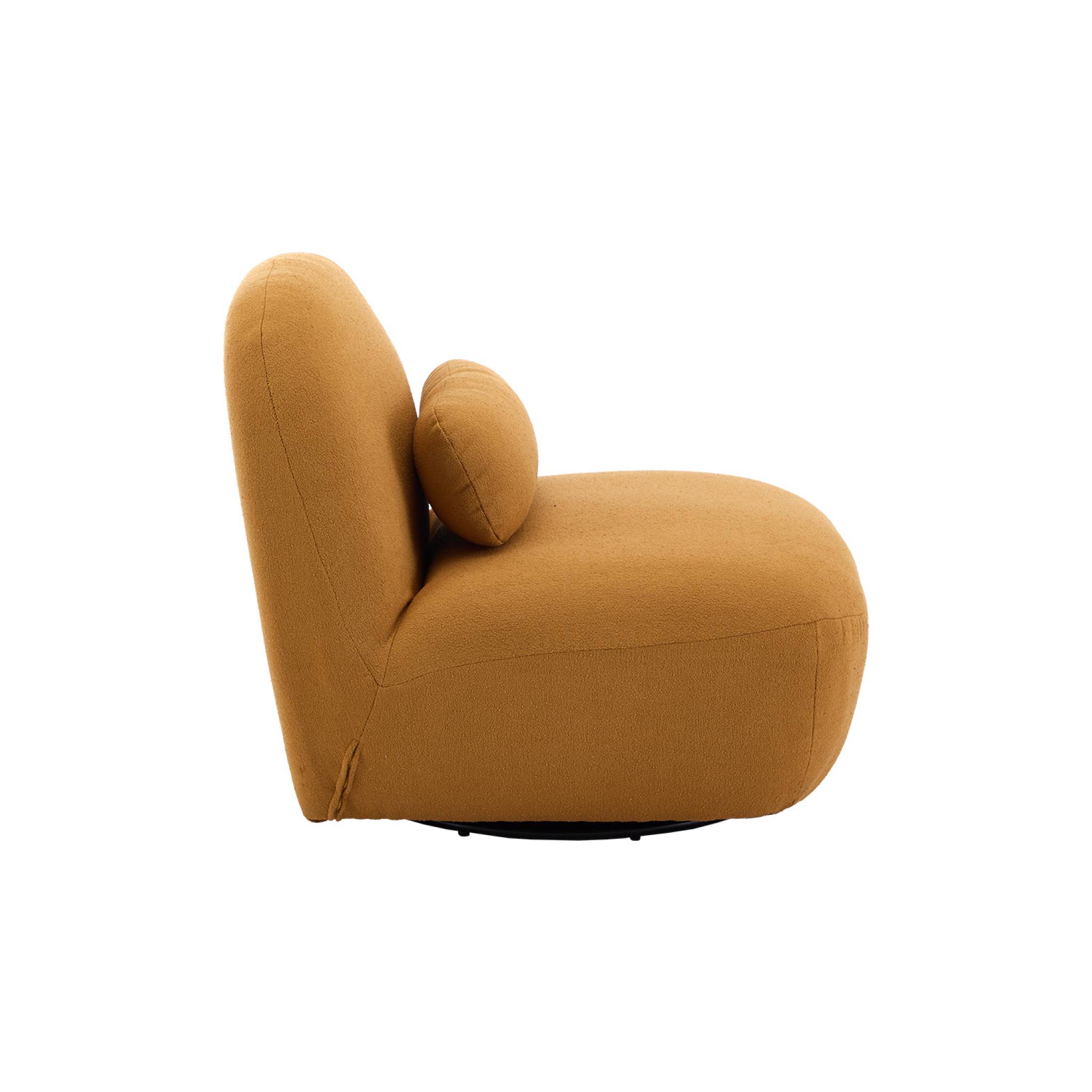Fauteuil pivotant 360° en bouclette texturée moutarde. piètement en métal noir mat - SPINO