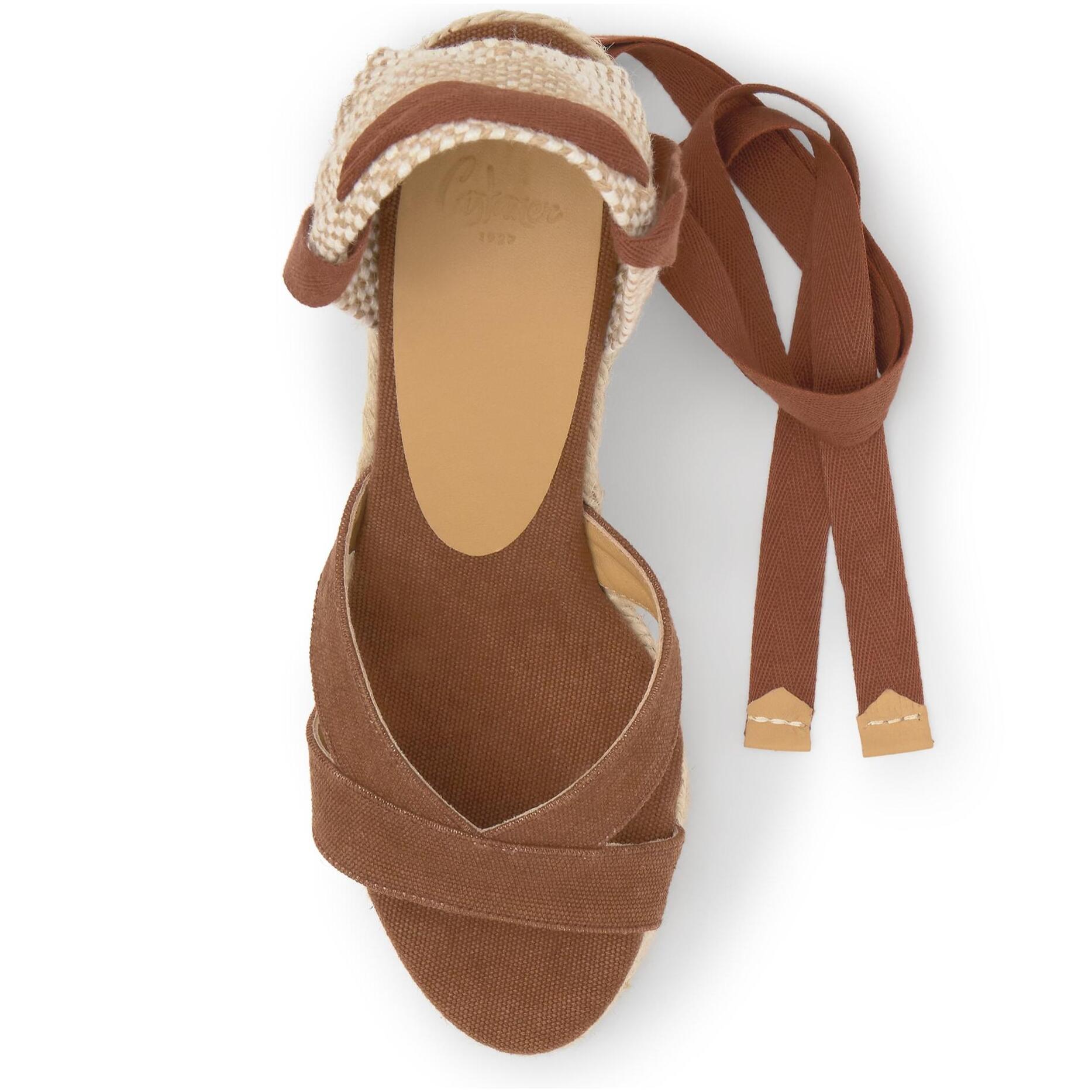 Sandalia bailey cuña 9 cm en algodón orgánico lavado