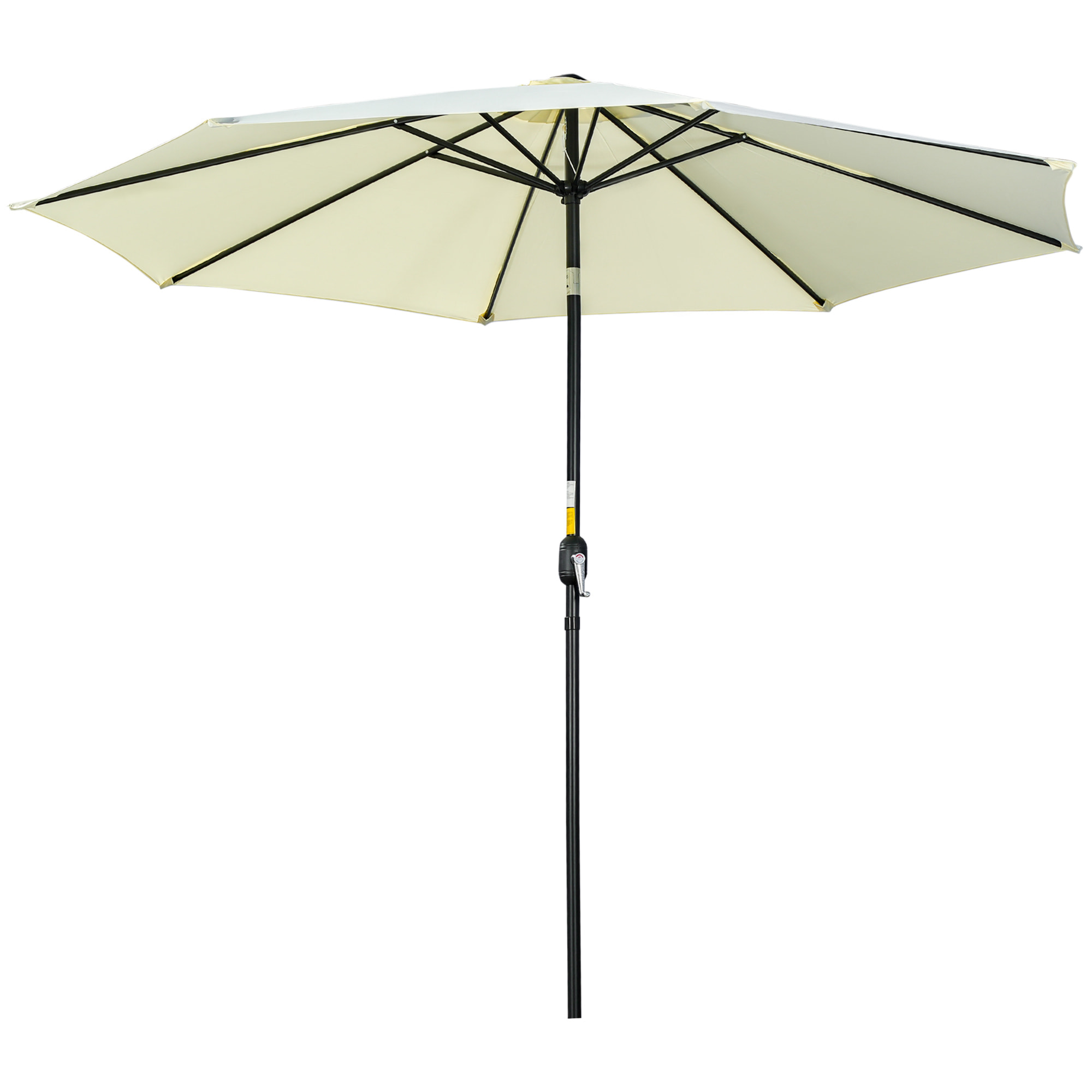 Parasol en métal rond polyester 180g/m² manivelle inclinable Ø 2,95 x 2,5 m beige