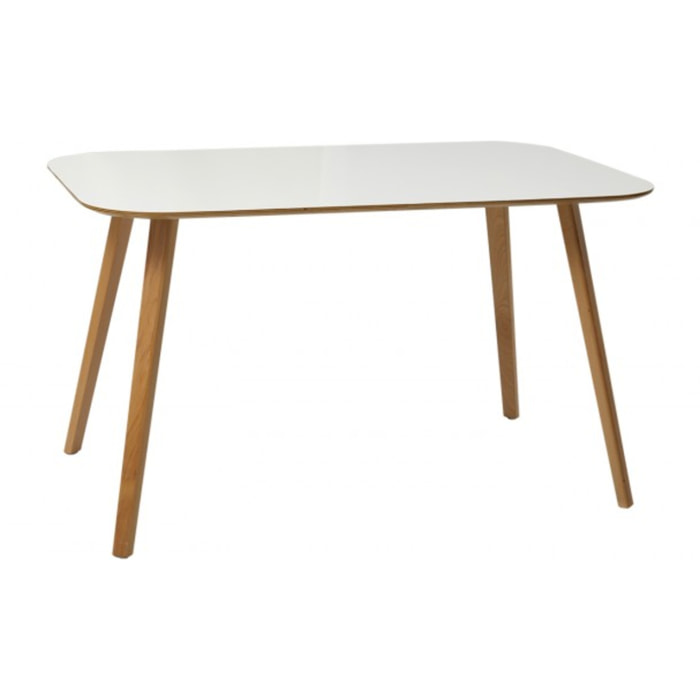 Table blanche avec pieds en bois L130 cm - MEET
