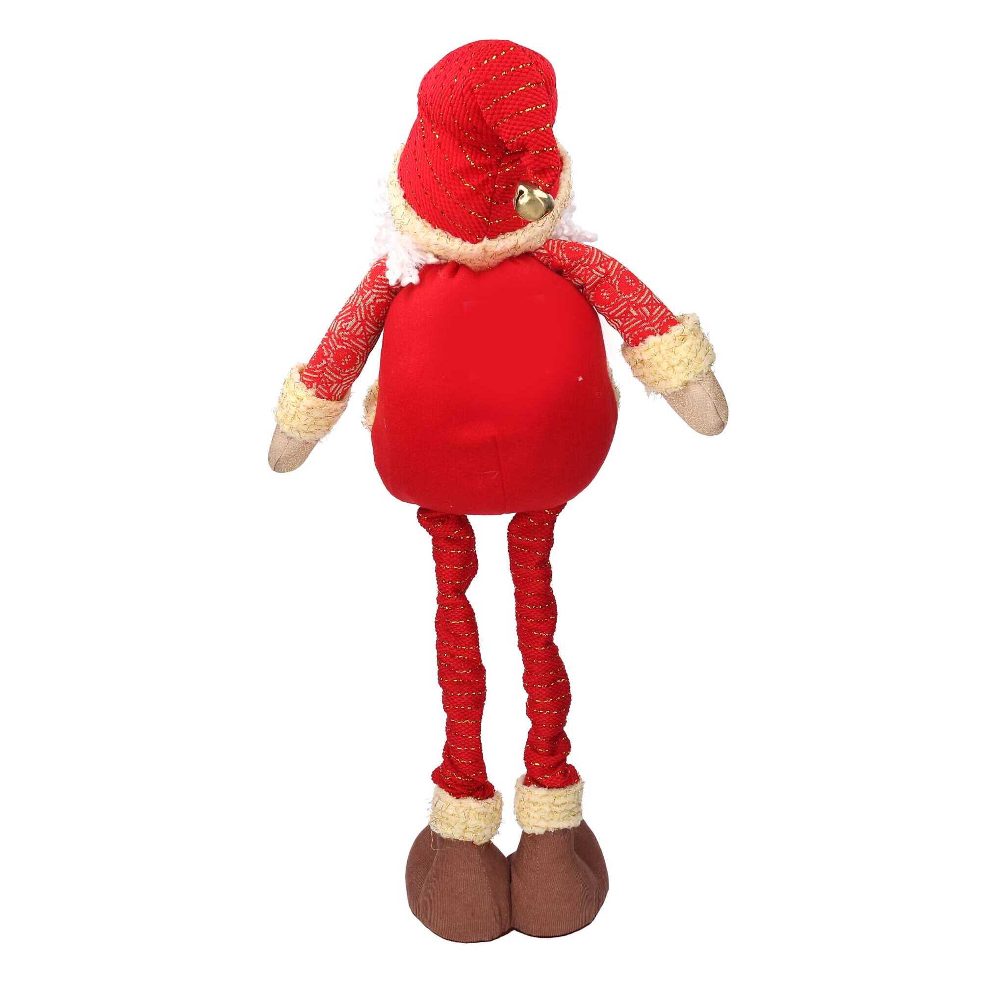 Babbo natale in tessuto rosso con gambe telescopiche cm32x12h58/88