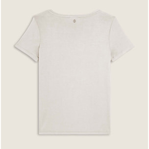 T-shirt donna con logo strass e glitter