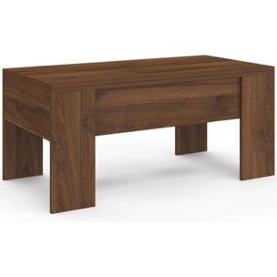 Table basse relevable et dépliante effet noyer