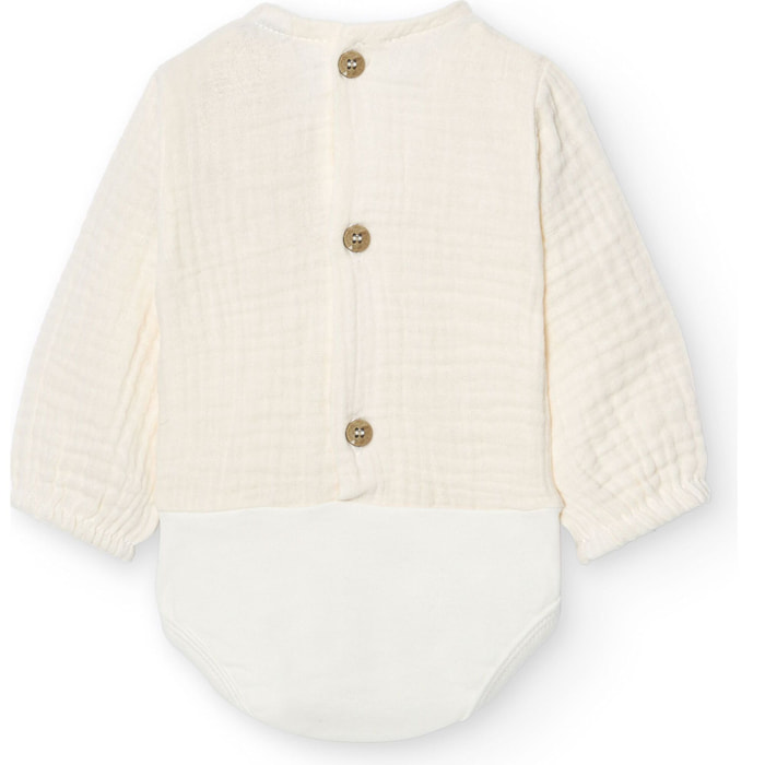 Body bebé manga larga bambula botones