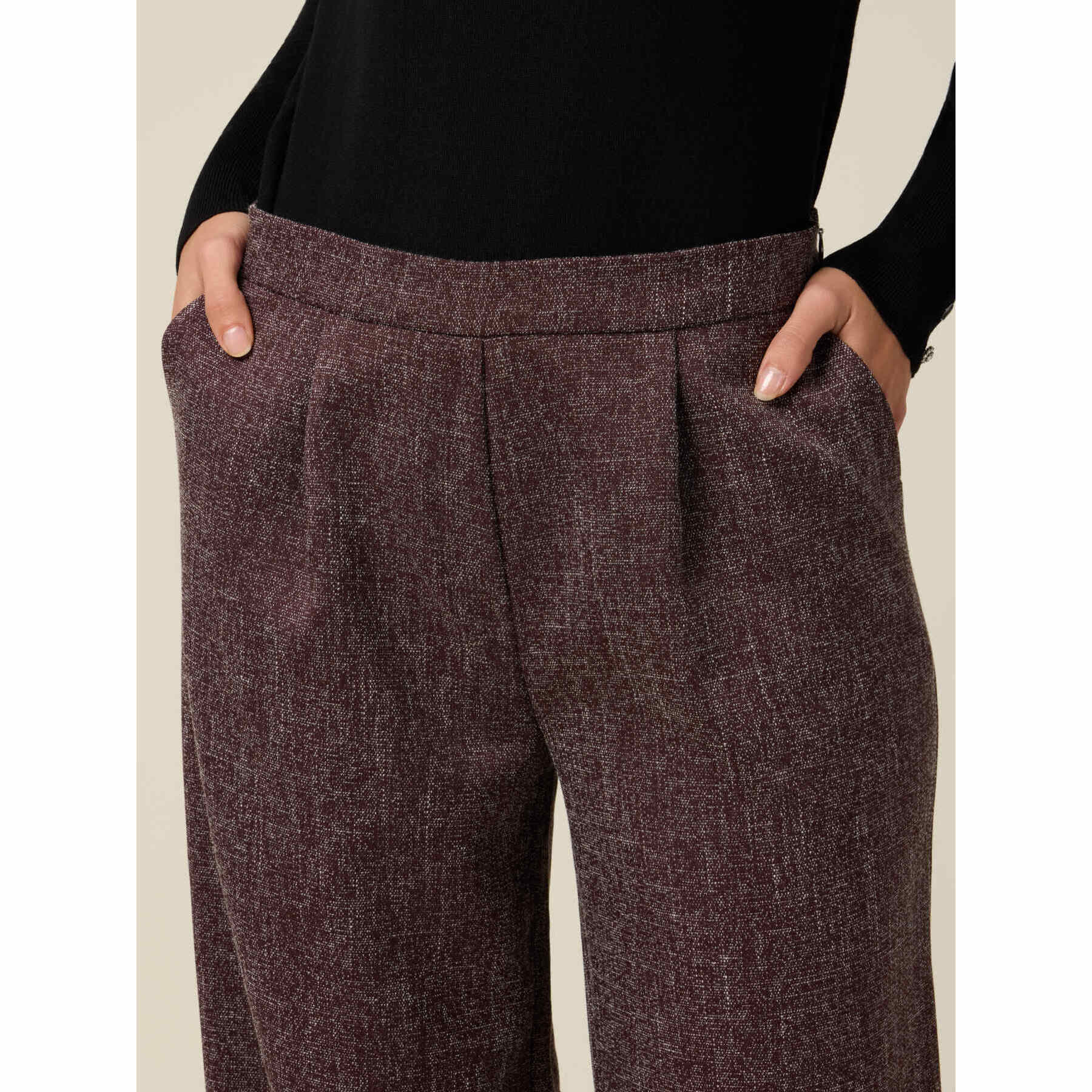 Oltre - Pantaloni palazzo misto viscosa - Bordeaux