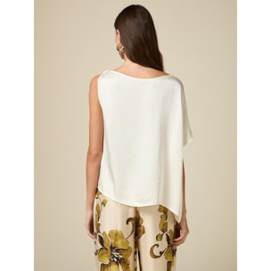 Oltre - Blusa asimmetrica in raso - Bianco