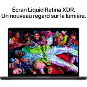 Ordinateur Apple MACBOOK Pro 14" Puce M5 CPU 10 / GPU 10 coeurs Mémoire RAM 16Go Stockage 512Go SSD XDR Noir sidéral