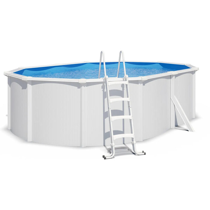 Piscine hors sol acier ovale 4,90 x 3,65 x 1,2 m blanche SAPHIR