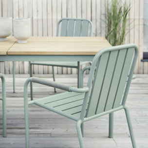 Table de jardin en aluminium vert argile et teck 238 cm OSLO