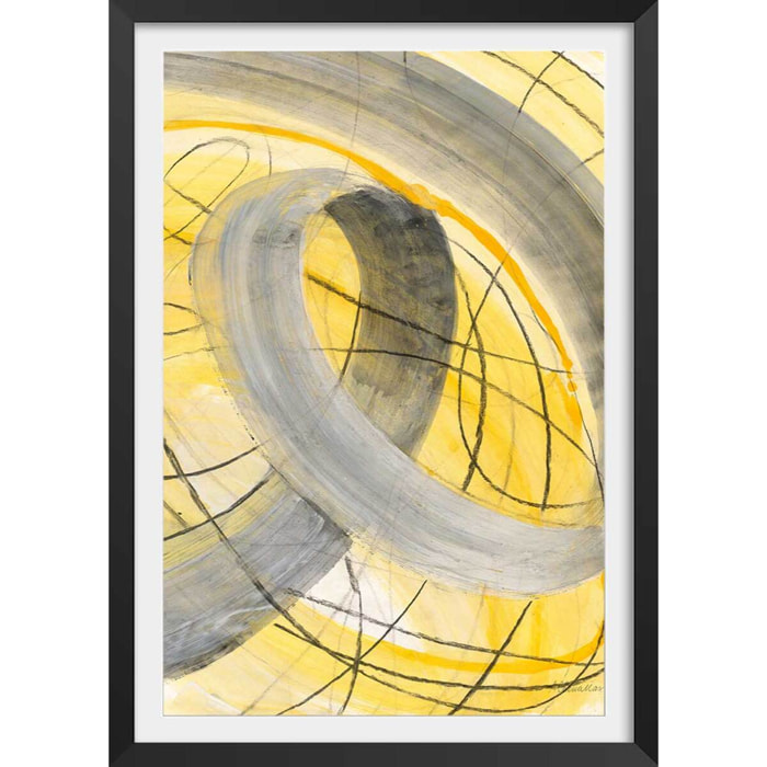 Poster yellow signal Affiche + cadre en bois - Noir