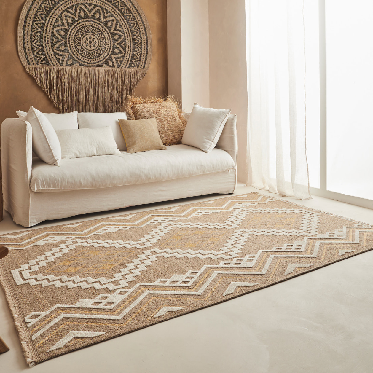 Tulum - Tapis jute motif traditionnelle