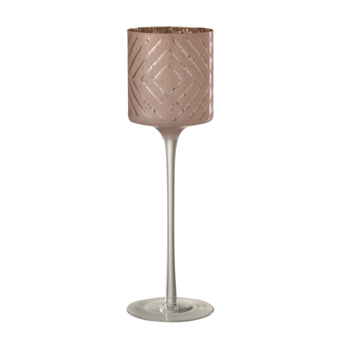 J-Line photophore Sur Pied Zigzag - verre - saumon - large