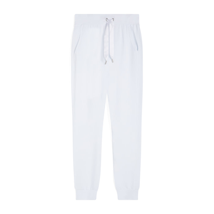 Pantaloni donna in french terry modal con fondo a polsino