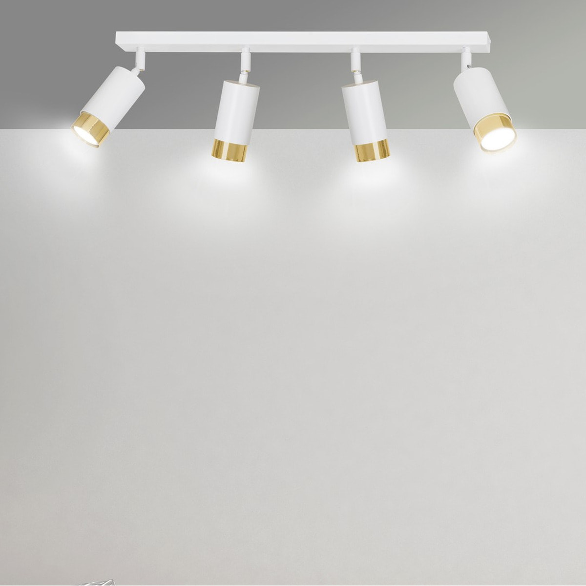 Faretto da soffitto Hiro in acciaio bianco e oro