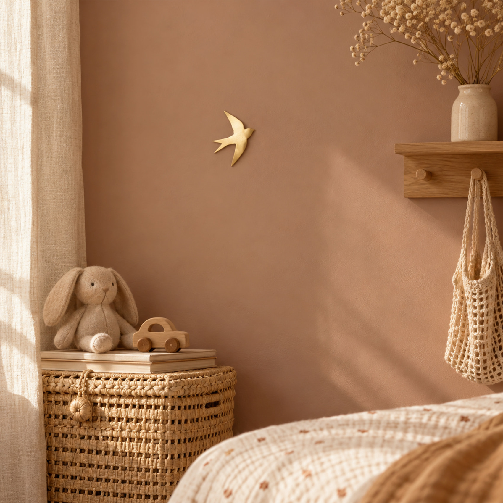 Déco murale hirondelle en laiton - Doré