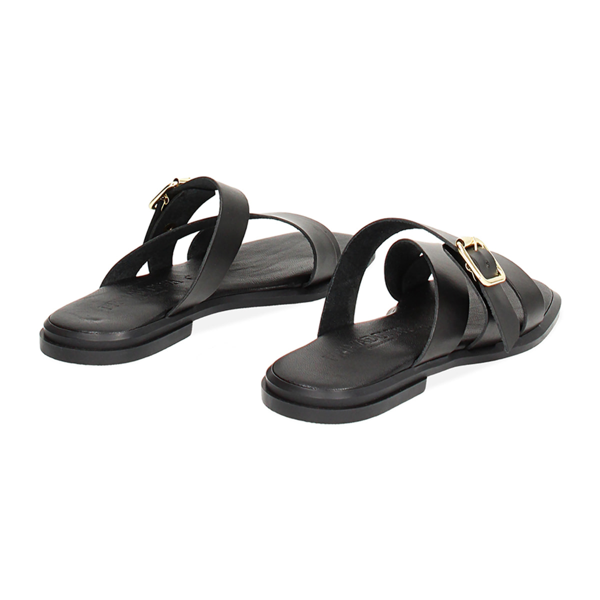 Ciabatta noir en cuir