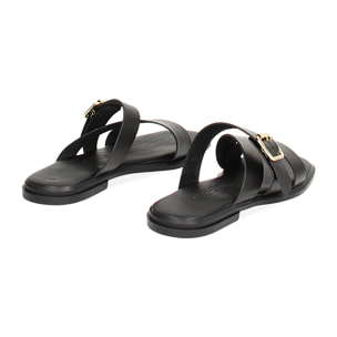 Ciabatta noir en cuir