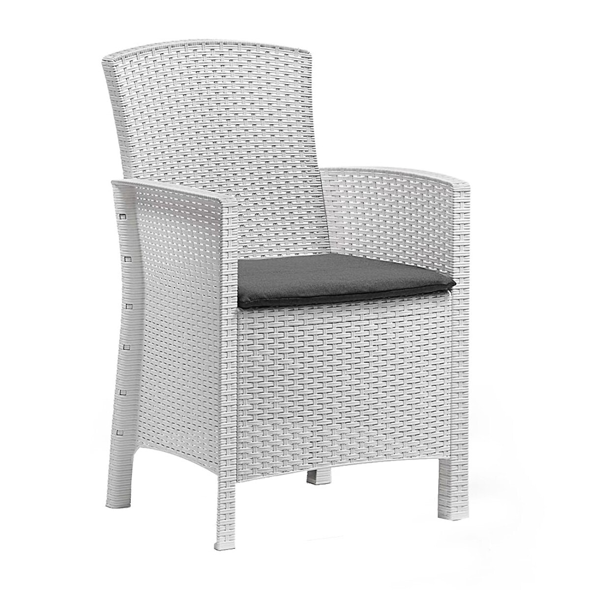 Set salotto da esterno Urano, Set da giardino con cuscini, Salottino indoor e outdoor effetto rattan, 100% Made in Italy, Bianco