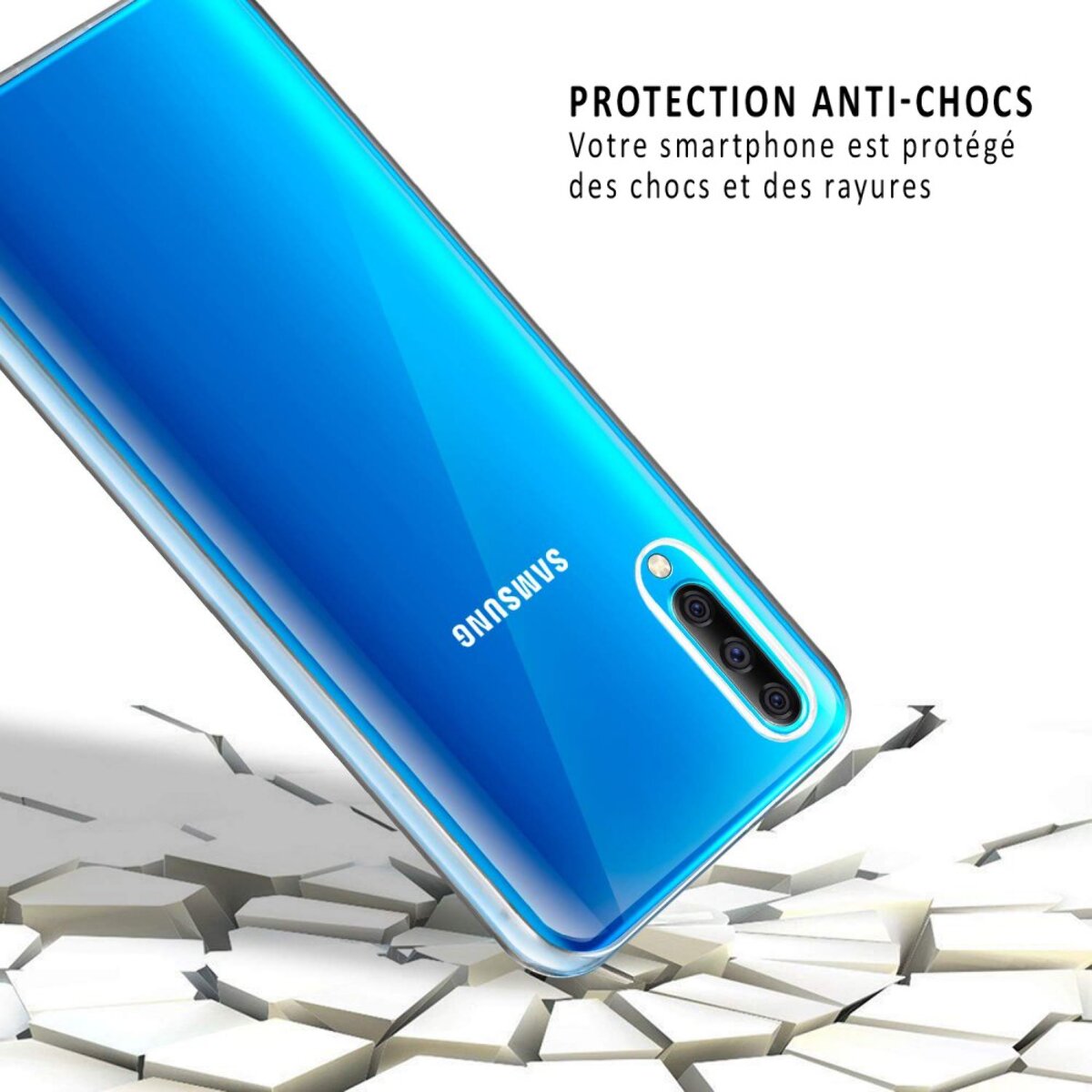 Coque Samsung Galaxy A50 360° intégrale protection avant arrière silicone transparente