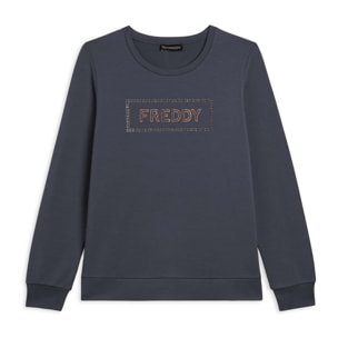 Felpa sportiva da donna con grafica frontale in strass